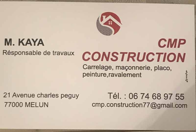 CMP CONSTRUCTION:Maçonnerie,carrelage,plâtrerie,peinture,ravalement.