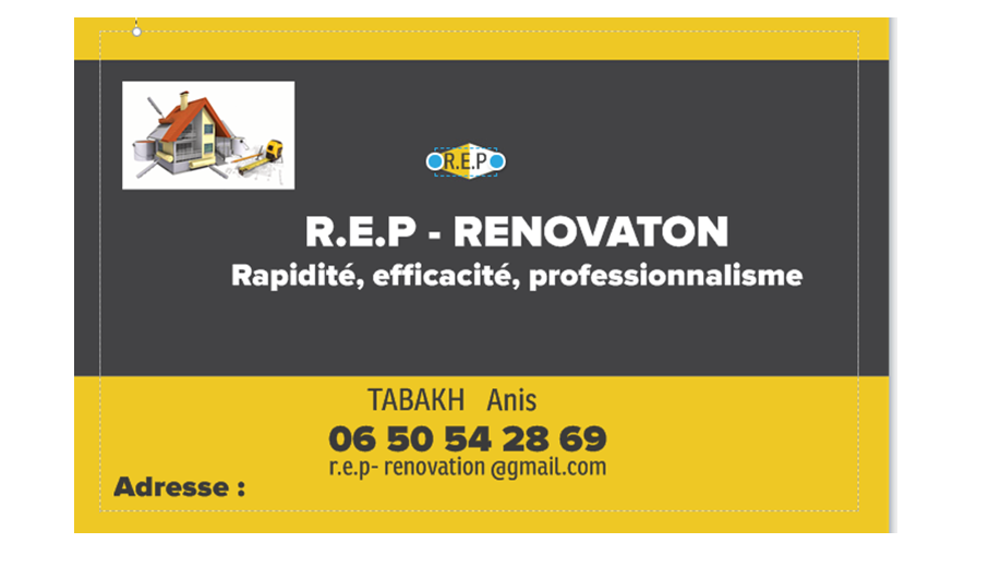 Logo de R.E.P Renovation, société de travaux en Peinture : mur, sol, plafond