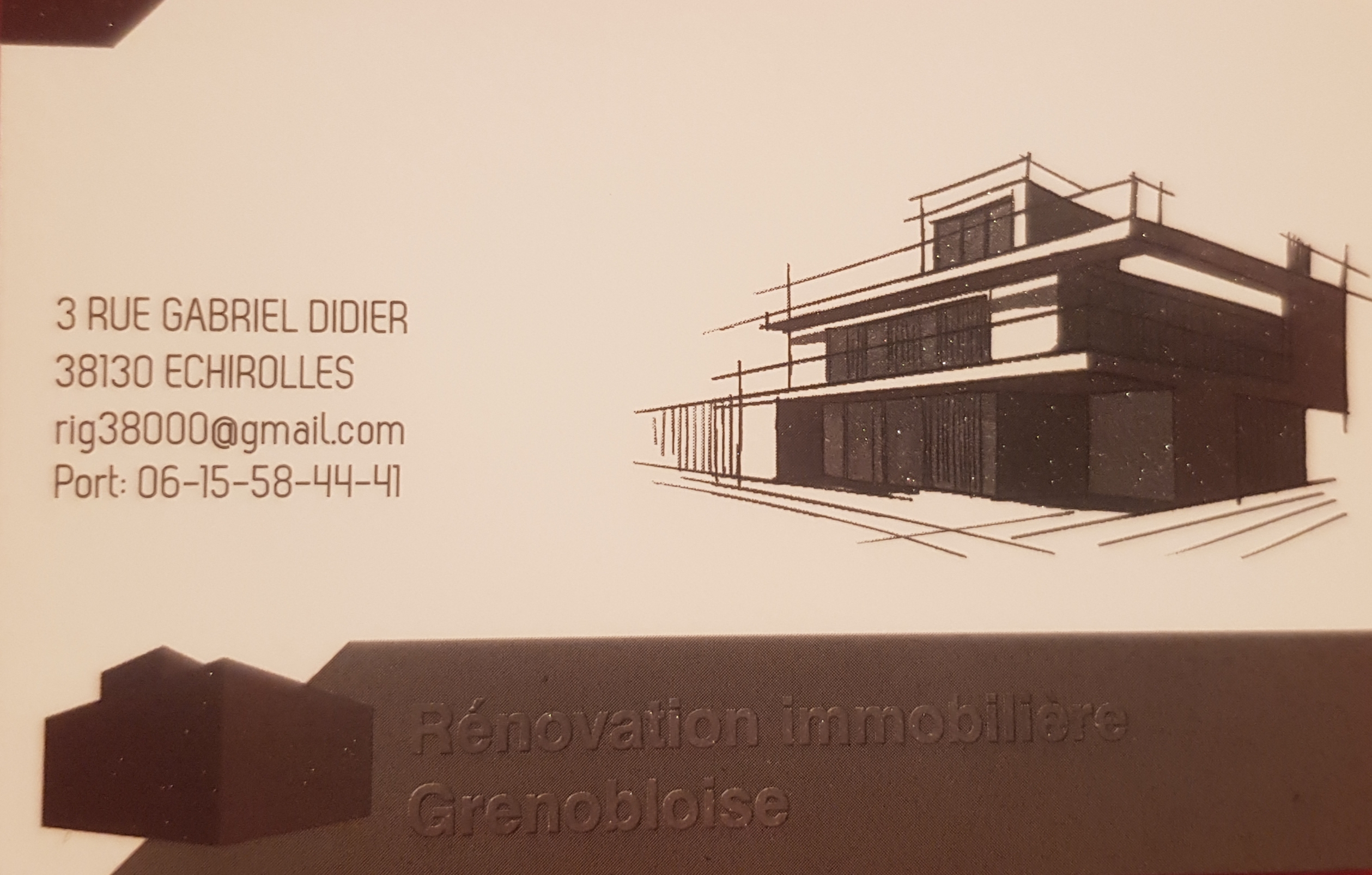 Logo de Rénovation Immobilière Grenobloise, société de travaux en Construction, murs, cloisons, plafonds