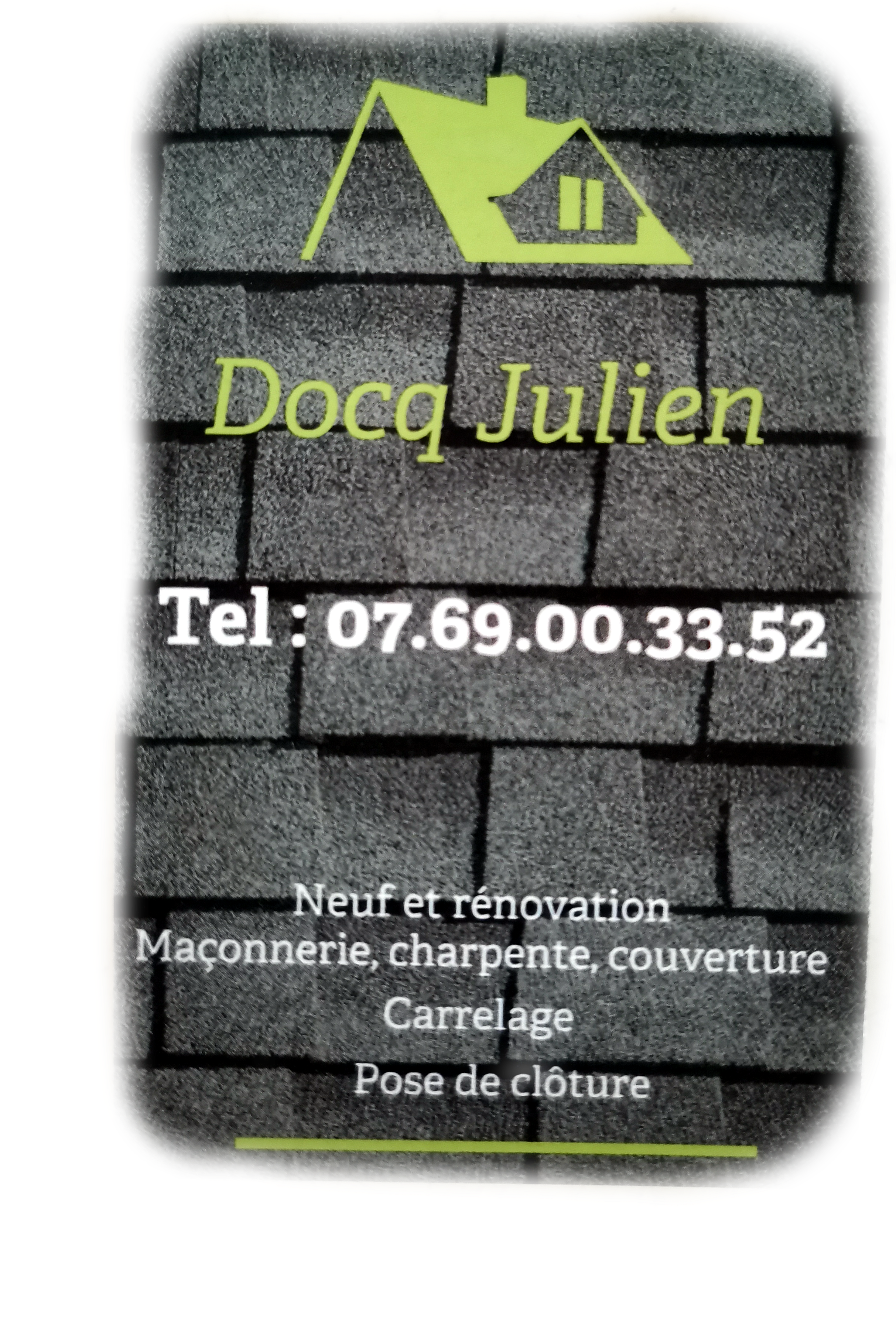 Logo de Docq Julien, société de travaux en Maçonnerie : construction de murs, cloisons, murage de porte