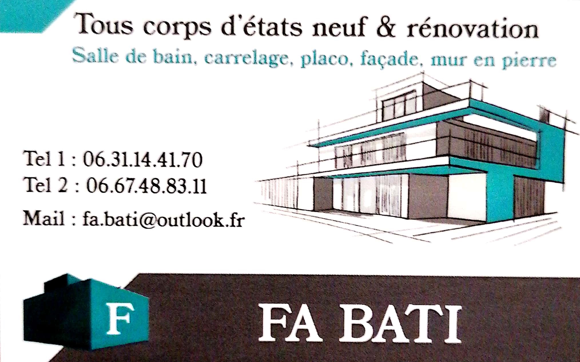 Logo de FA BATI, société de travaux en Construction, murs, cloisons, plafonds