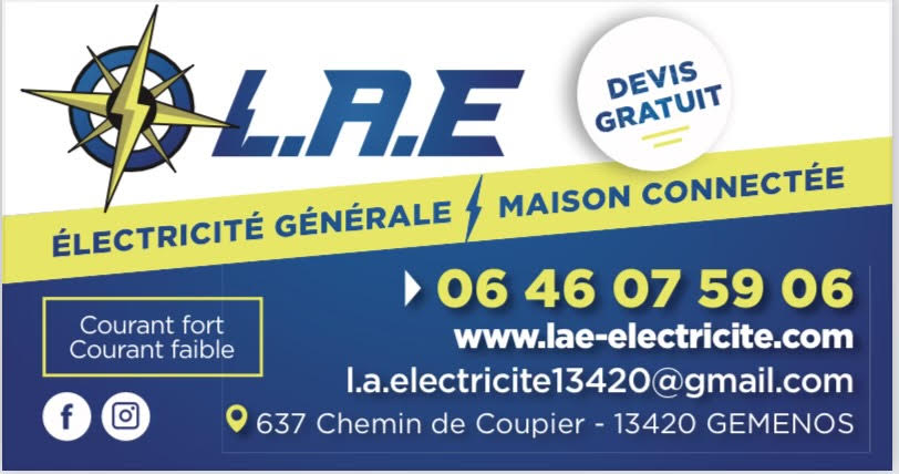 Logo de L. A. E, société de travaux en Petits travaux en électricité (rajout de prises, de luminaires ...)