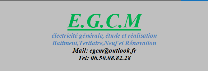 Logo de EGCM, société de travaux en Petits travaux en électricité (rajout de prises, de luminaires ...)