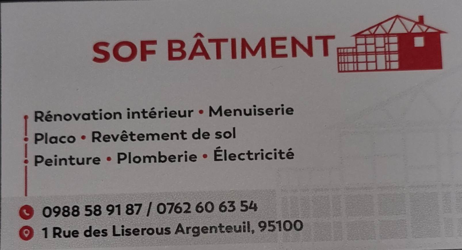 Logo de Sof Batiment, société de travaux en Fourniture et installation de lavabos, baignoires, douches, WC...