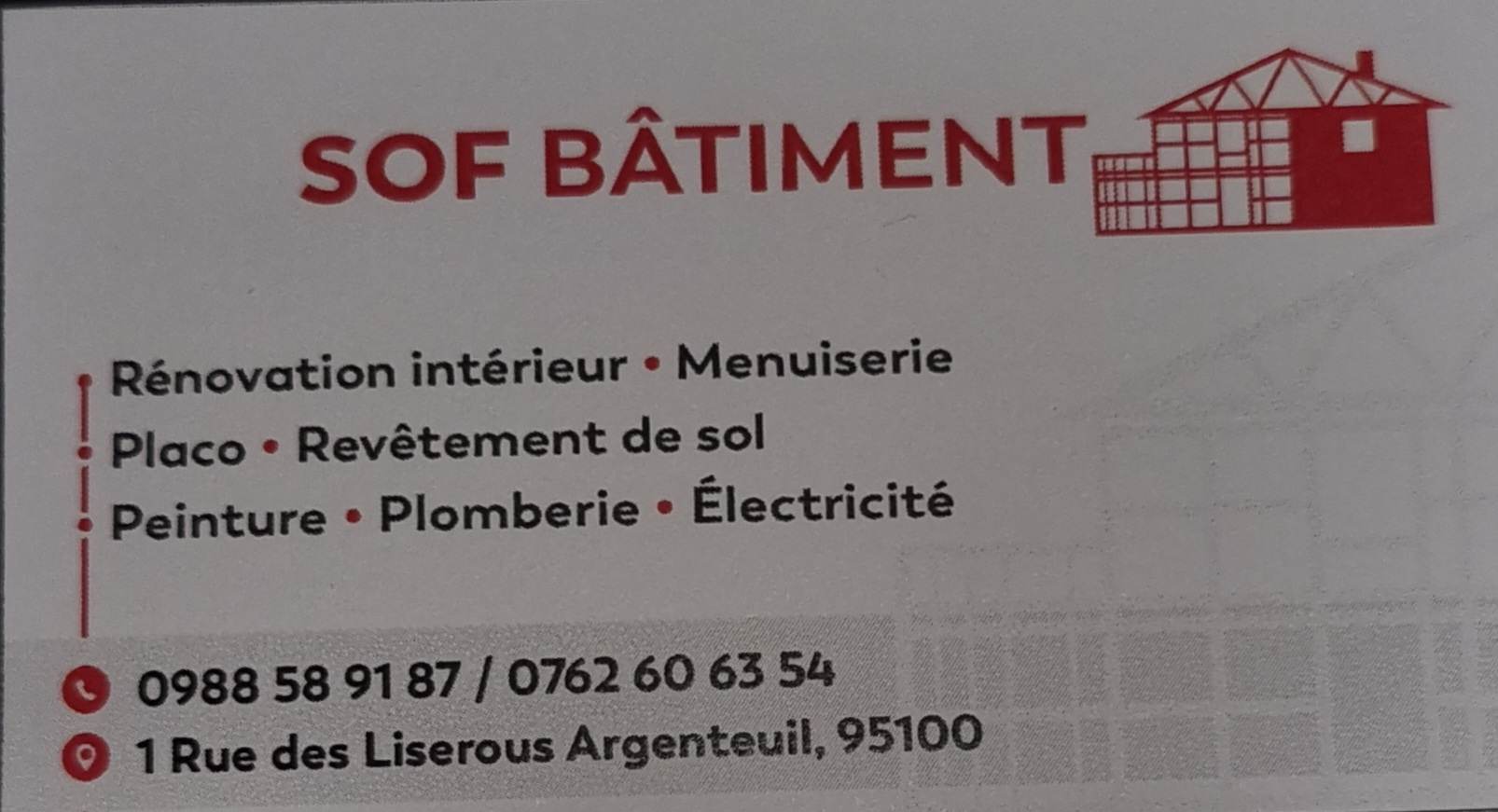 Logo de Sof Batiment, société de travaux en Fourniture et pose de faux plafonds