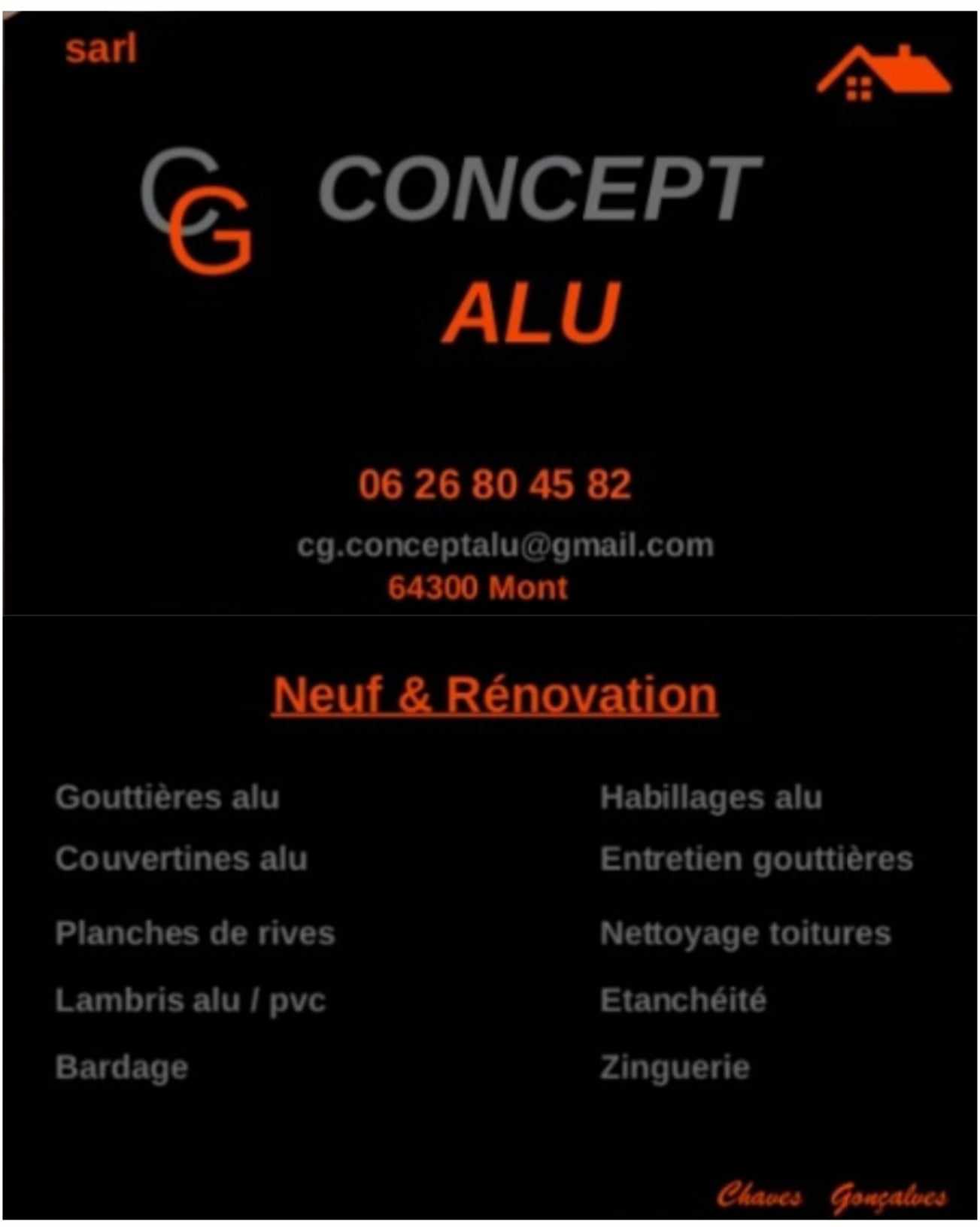 Logo de CG Concept Alu, société de travaux en Fixation de Gouttières (aluminium)
