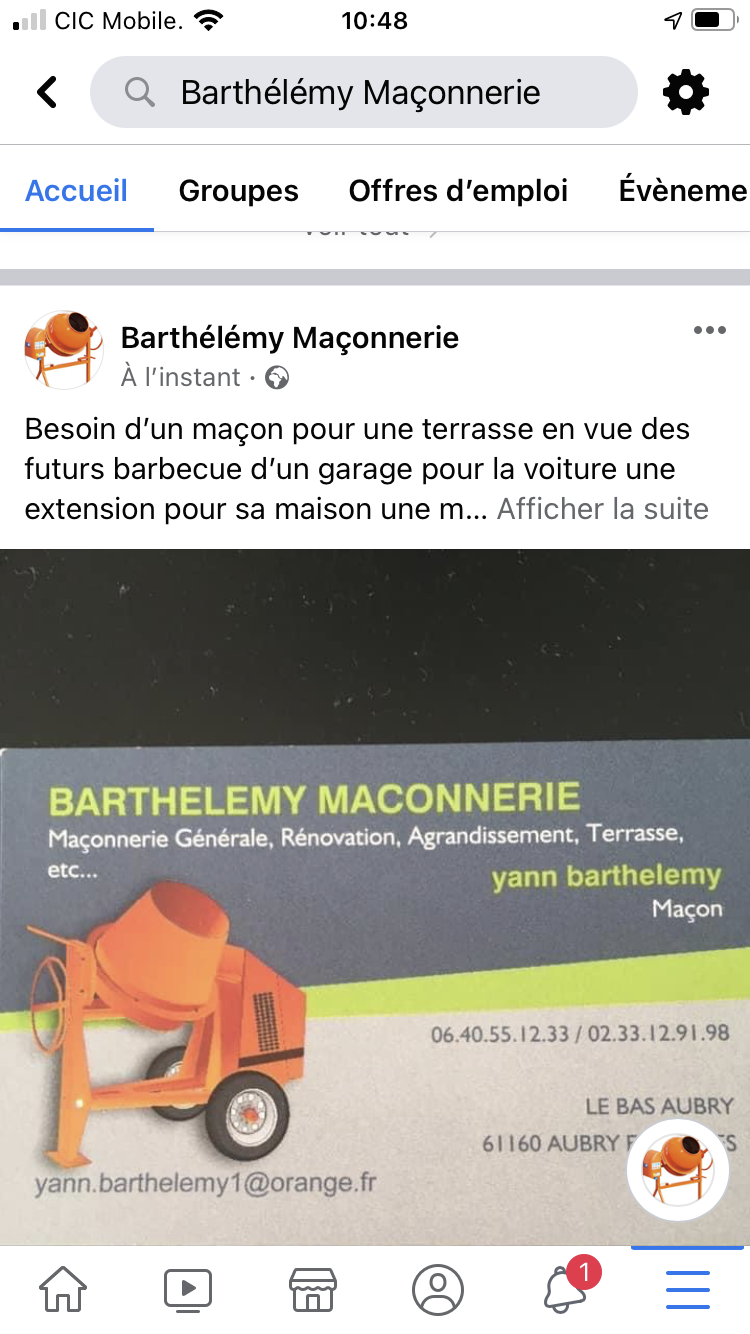 Logo de BARTHELEMY MACONNERIE, société de travaux en Maçonnerie : construction de murs, cloisons, murage de porte