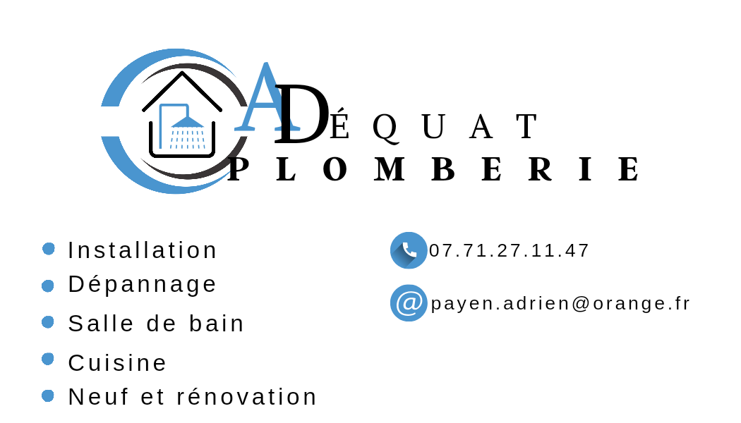 Logo de Adequat plomberie, société de travaux en Dépannage en plomberie : fuite, joints, petits travaux