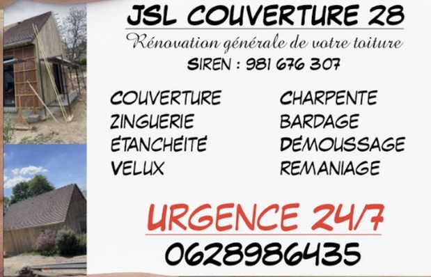 Logo de JSL COUVERTURE 28, société de travaux en Changement de tuiles