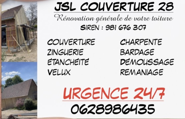 Logo de JSL COUVERTURE 28, société de travaux en Etanchéité - Isolation des toitures