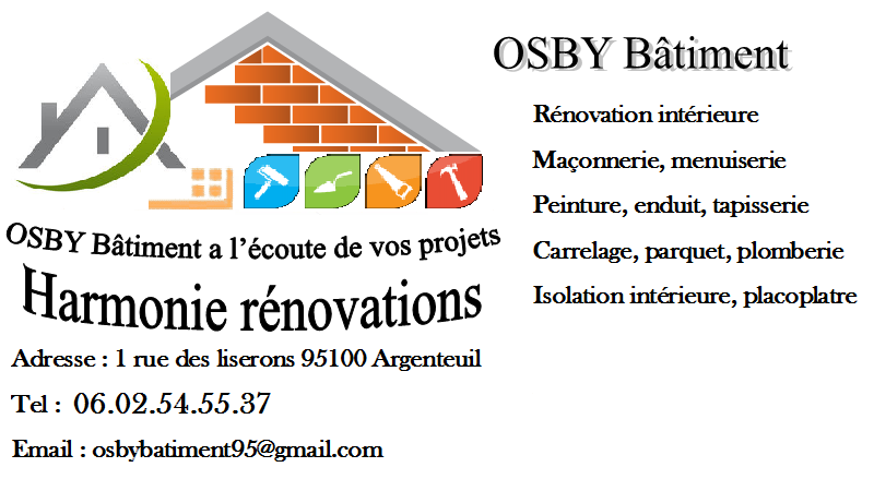 Logo de OSBY Batiment, société de travaux en Rénovation complète d'appartements, pavillons, bureaux