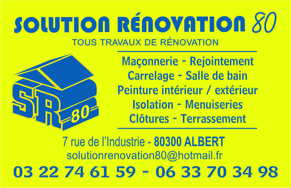 Logo de Solution Renovation 80, société de travaux en Maçonnerie : construction de murs, cloisons, murage de porte