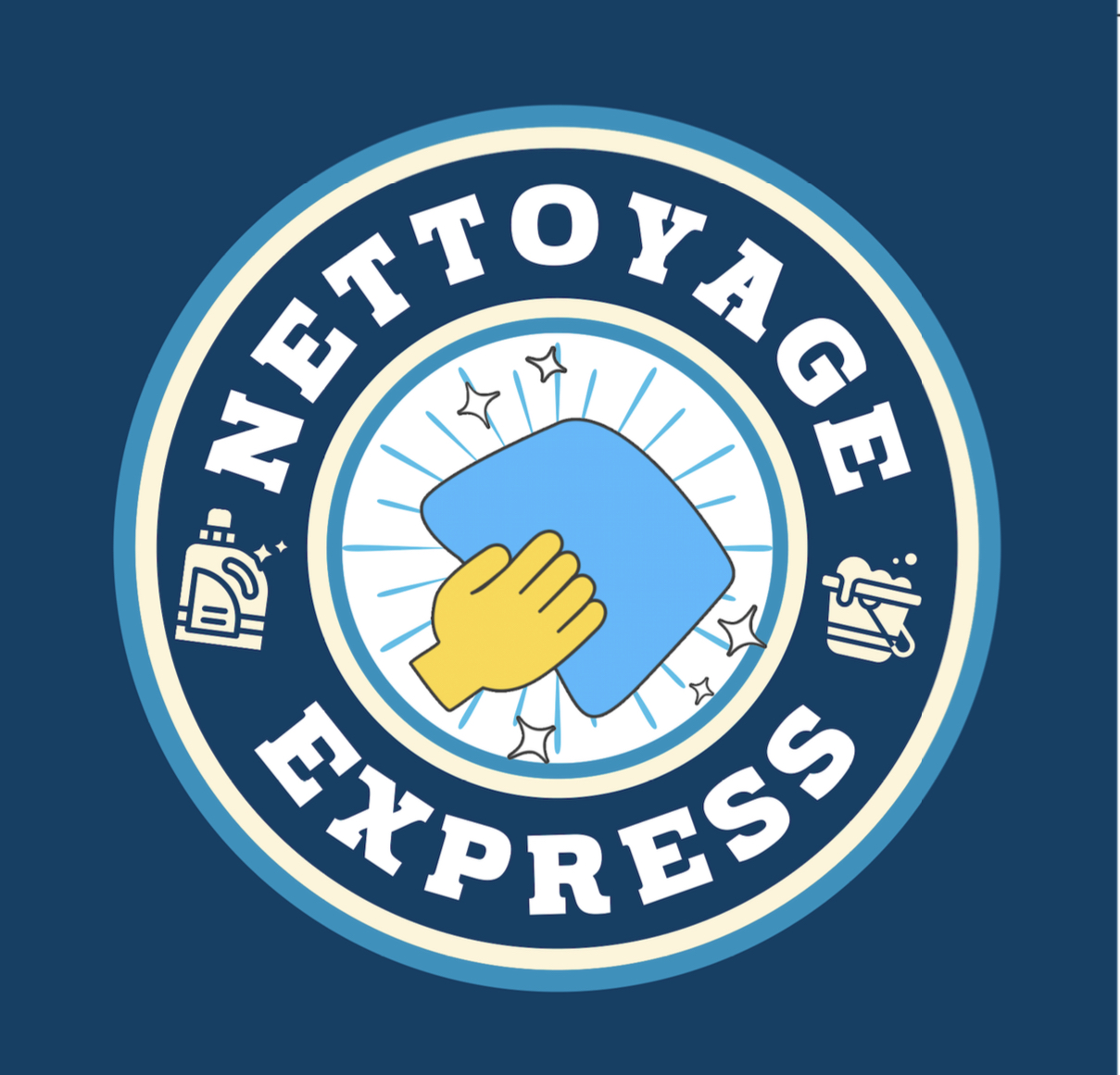 Logo de nettoyage express, société de travaux en Service à la personne