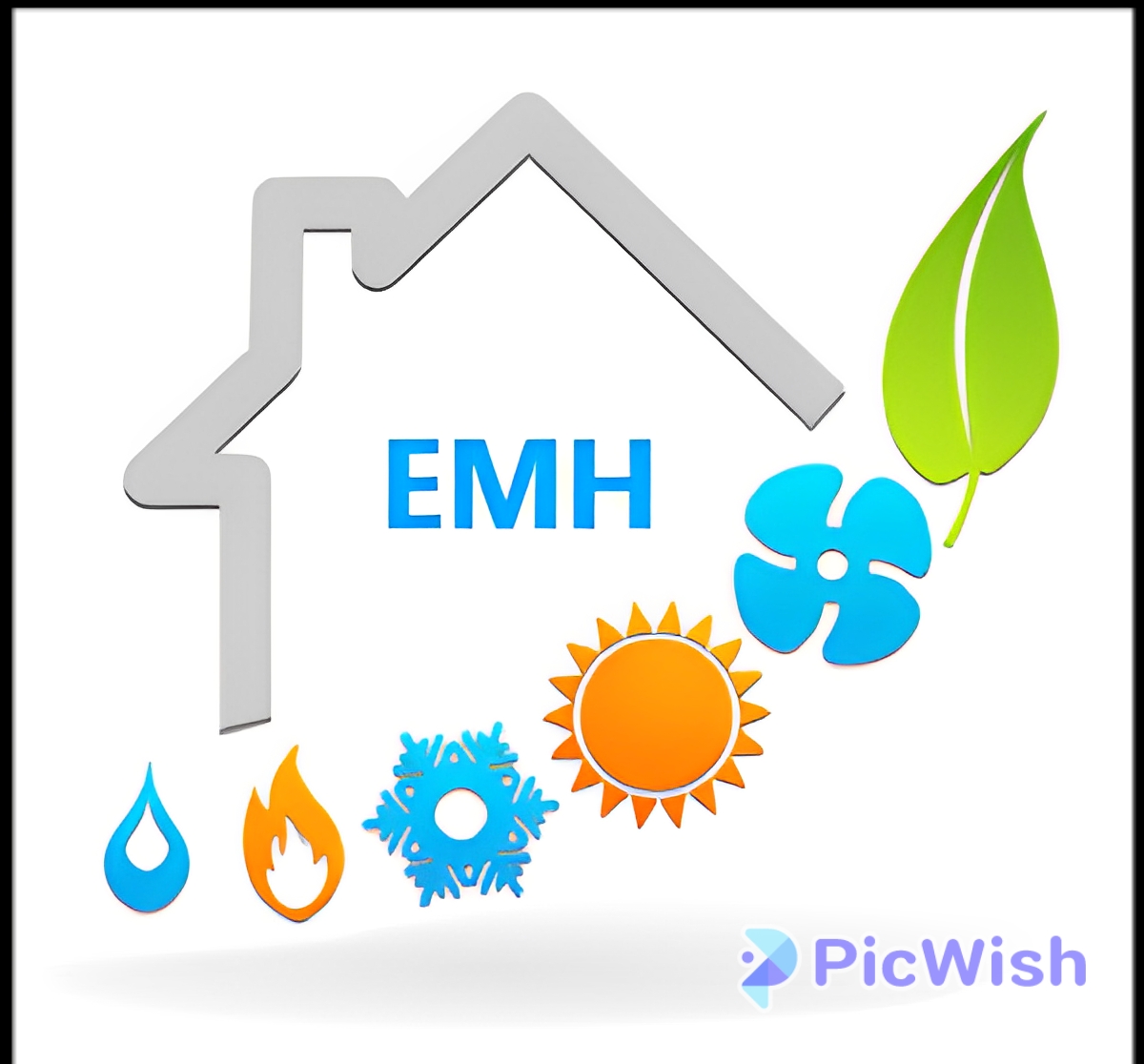 Logo de emh plomberie chauffage, société de travaux en Fourniture et pose de lavabos, baignoires, douches, WC...
