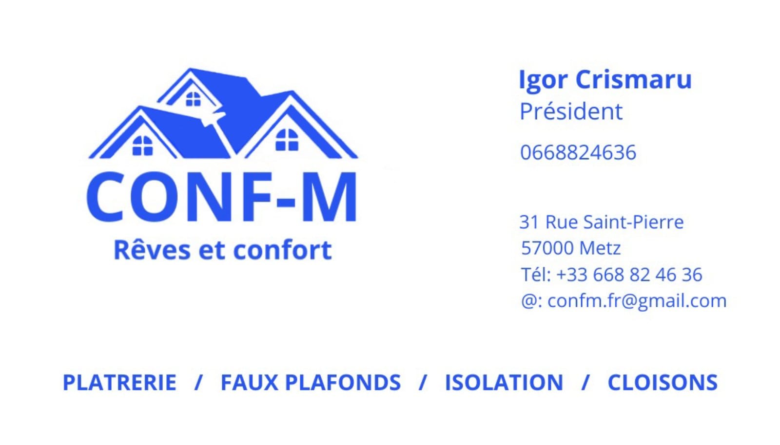 Logo de Conf-m, société de travaux en Construction, murs, cloisons, plafonds