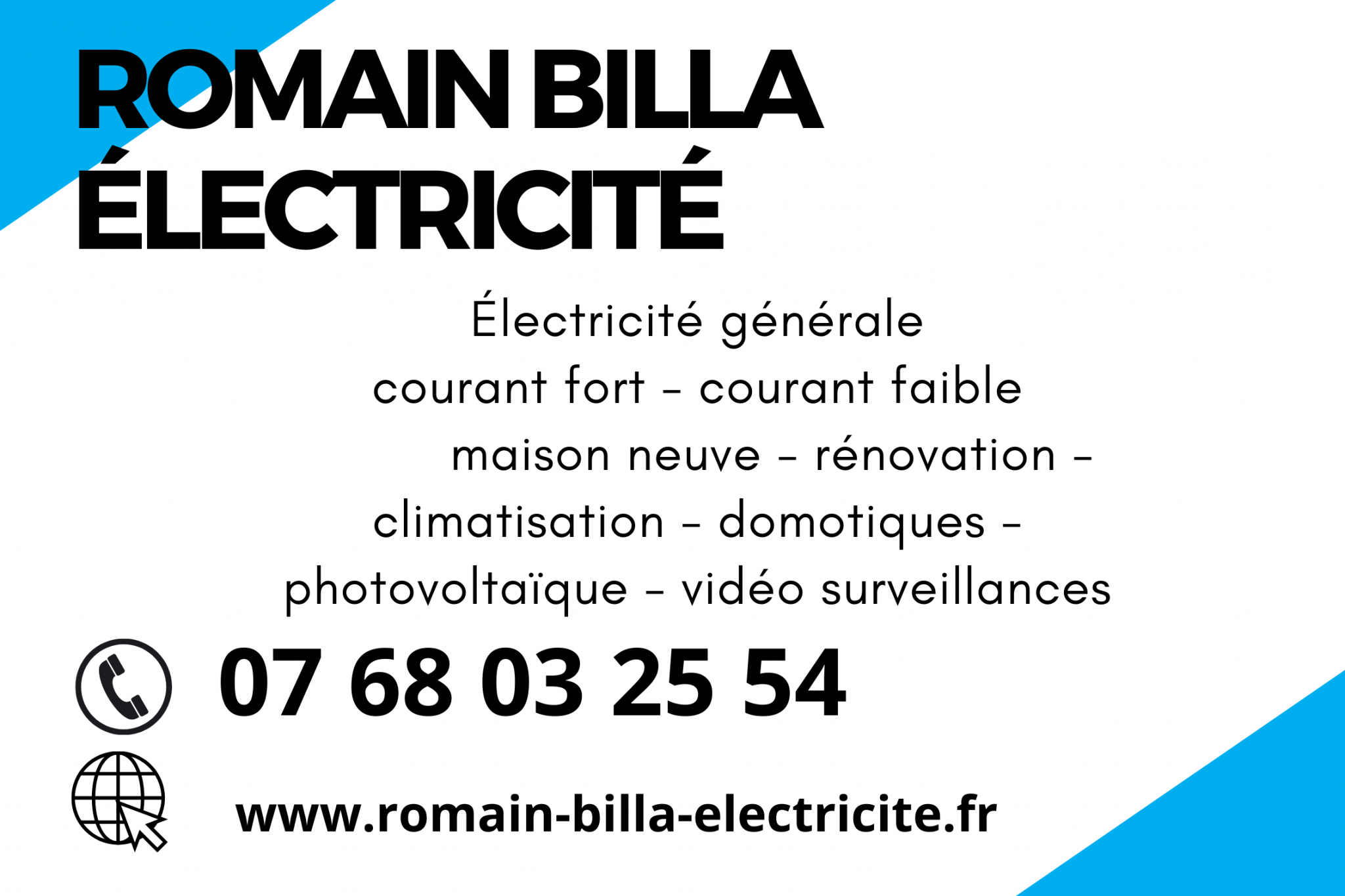 Logo de Romain billa électricité, société de travaux en Fourniture et pose d'une climatisation réversible / chauffage