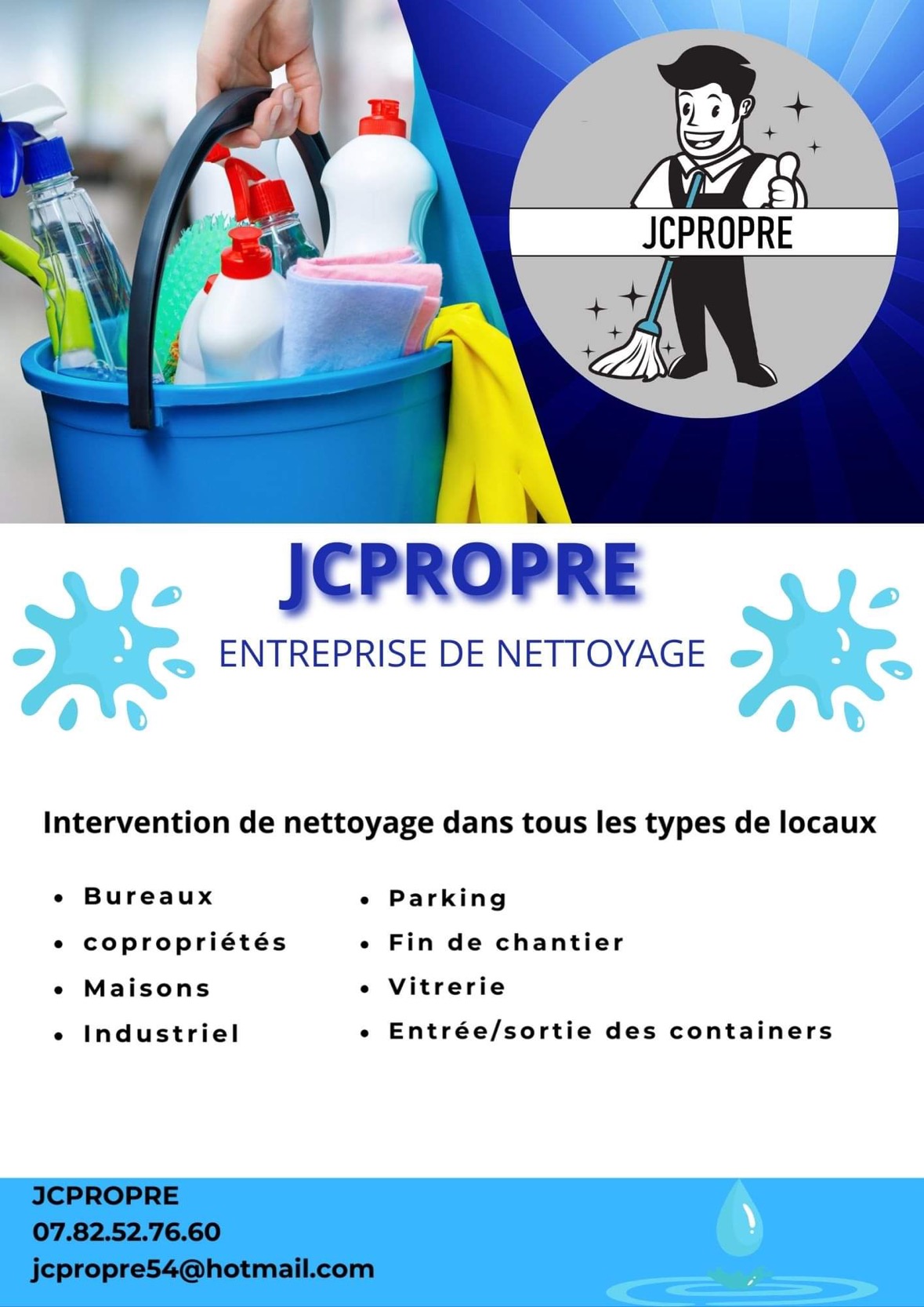 Logo de JCPROPRE, société de travaux en Nettoyage de copropriété