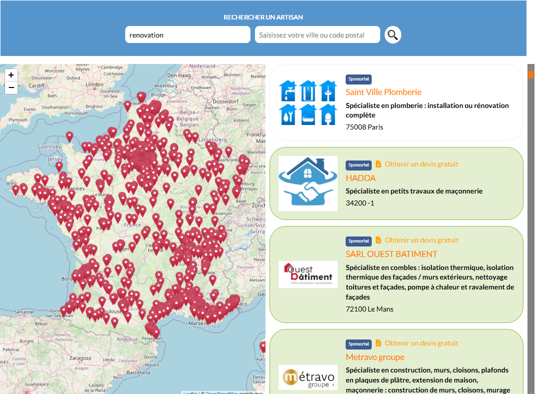 liste des artisans en rénovation 